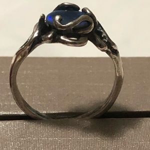 Blue opal and sterling silver ring